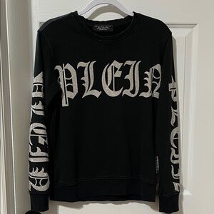 Philipp Plein Black Crewneck with White Graphics